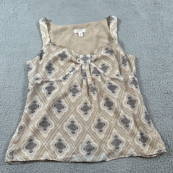 LOFT Tops - LOFT Blouse Womens 10 Beige Geometric Sleeveless Sweetheart Camisole Lined